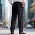 thumbnail image 4 of Nestiefly Men's Linen Dress Pants Lightweight Pleated Front Relaxed Fit Business Casual Slacks Trousers Summer Wedding Party Black XL, 4 of 9