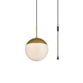 thumbnail image 2 of Living District LDPG6036BR Eclipse 1 Light Brass Plug-In Pendant with Frosted White Glass, 2 of 2
