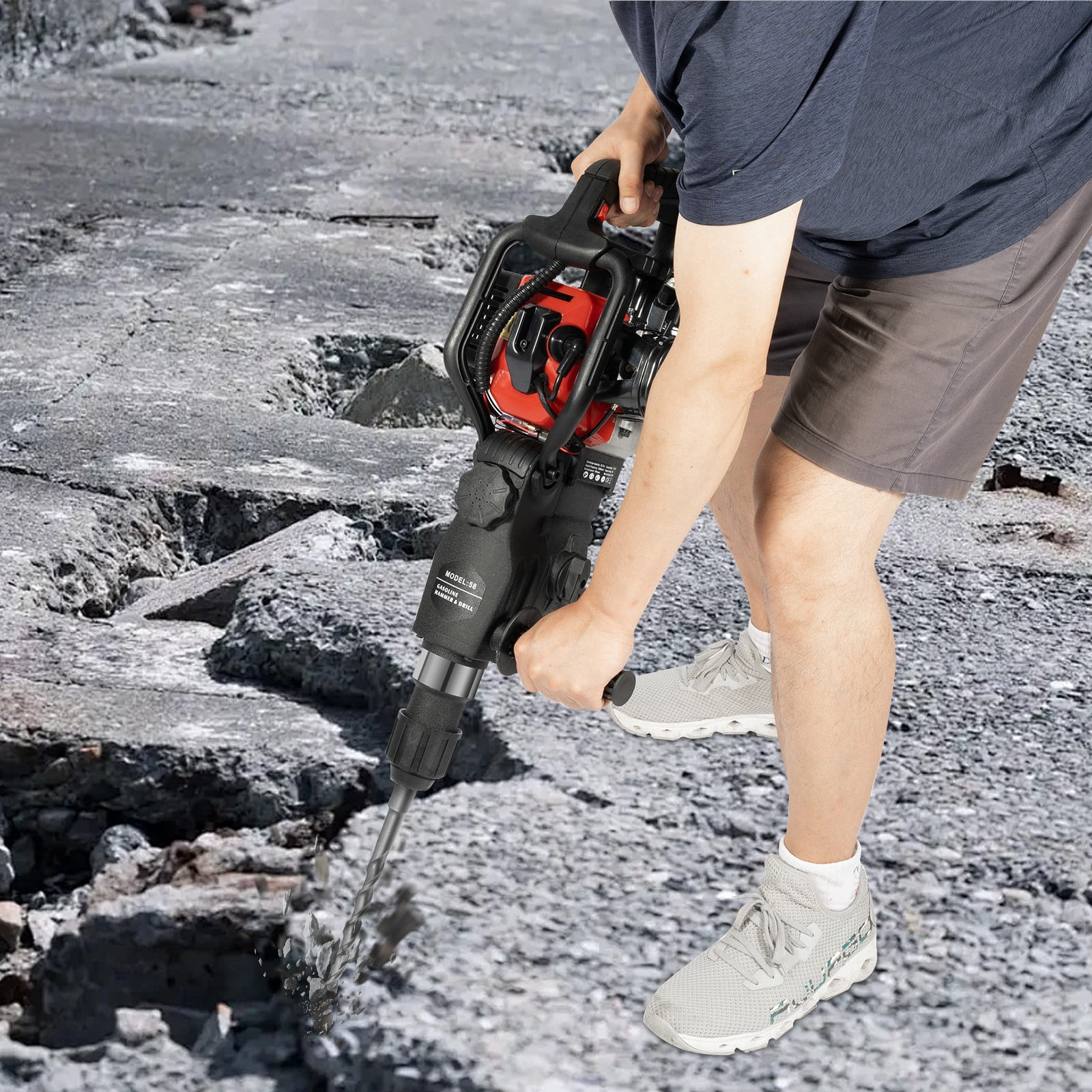 Gasoline Hammer Drilling Machine 2 Stroke Gas Powered Demolition Hammer 33CC for Interior Decoration