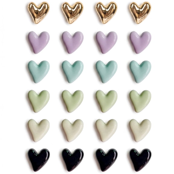 24 Pack Fridge Magnets Cute Heart Shaped Colorful Strong Hold Decorative Magnets for Fridge Whiteboard Locker Cabinet Use