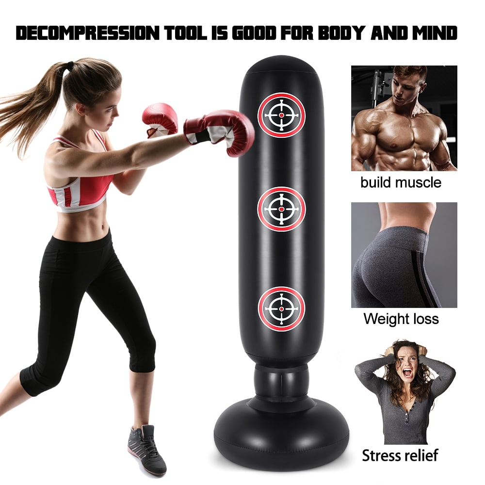 Free Standing Boxing Punching Bag Set Punch Bag Training Fitness Black 1.6Meter 