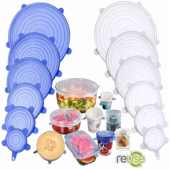 Silicone Stretch Reusable Airtight Food Covers 12 Count