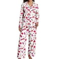 thumbnail image 3 of Bibifish Womens Pajama Sets Colorful Heart Printed Long Sleeve Sleepwear Set Button Down Pj Tops With Pants Cute 2 Piece Nightwear Sets, 3 of 7