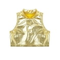 thumbnail image 3 of Haitryli Kids Girls Metallic Mock Neck Dance Crop Tops Athletic Vest Hip Hop Jazz Latin Costume Dancewear Gold 8, 3 of 5