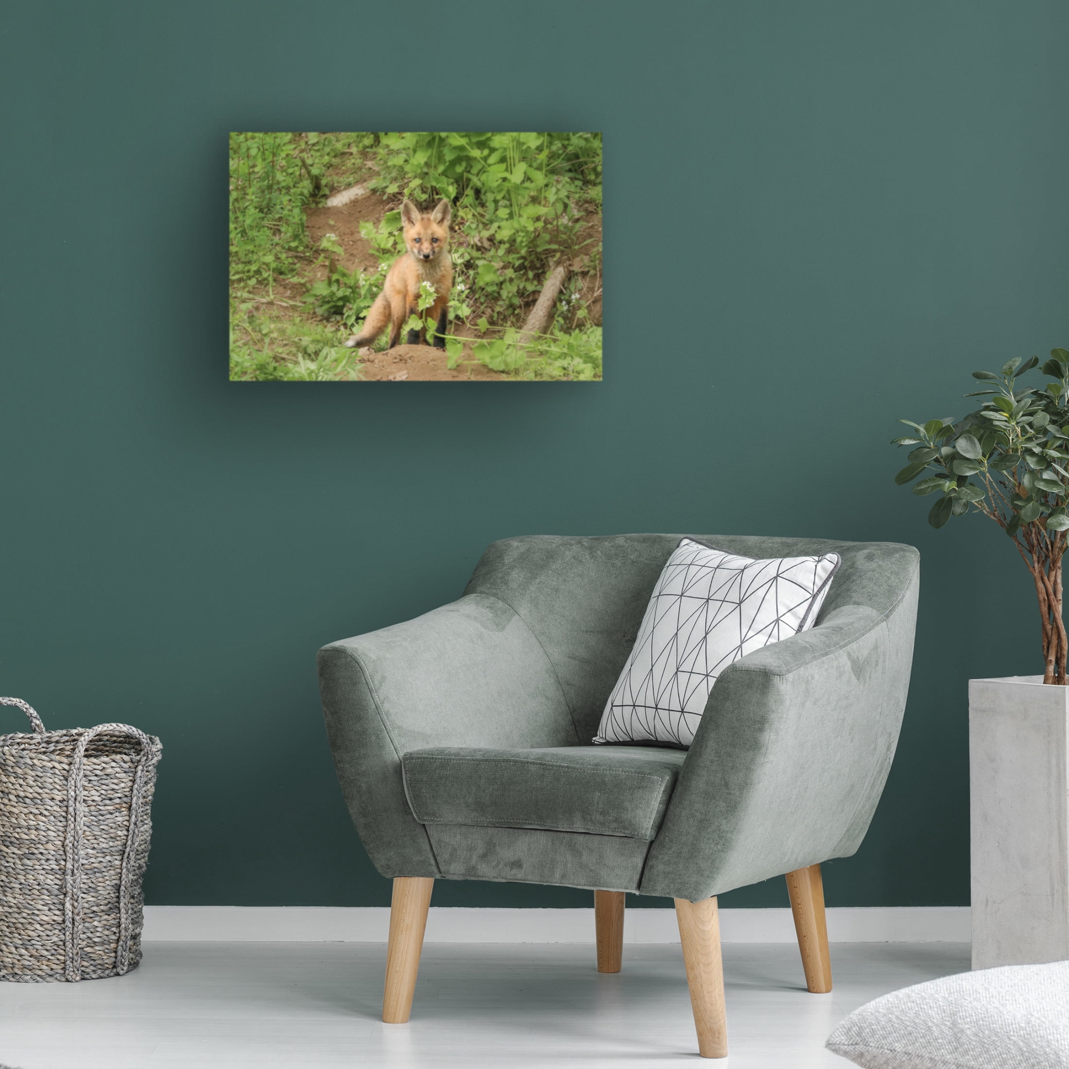 Canvas Wall Art - Carrie Ann Grippo-Pike 'Fox and Flower' Wall Art for Living Room, Bedroom, or Office Décor by Trademark Fine Art - 19 x 19 Inches