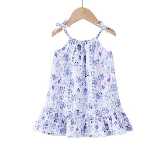 Baby Girls Clothes Toddler Girls Floral Dress 2T Girls Summer Dress 3T Girls Sleeveless Halter Dress Purple