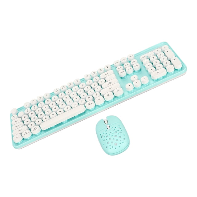 Combo De Teclado Y Mouse Inalámbrico Keys, 104 Teclas Retro 2.4G Ratón De Teclado Inalámbrico Con Teclas Redondas Y Teclado Numérico