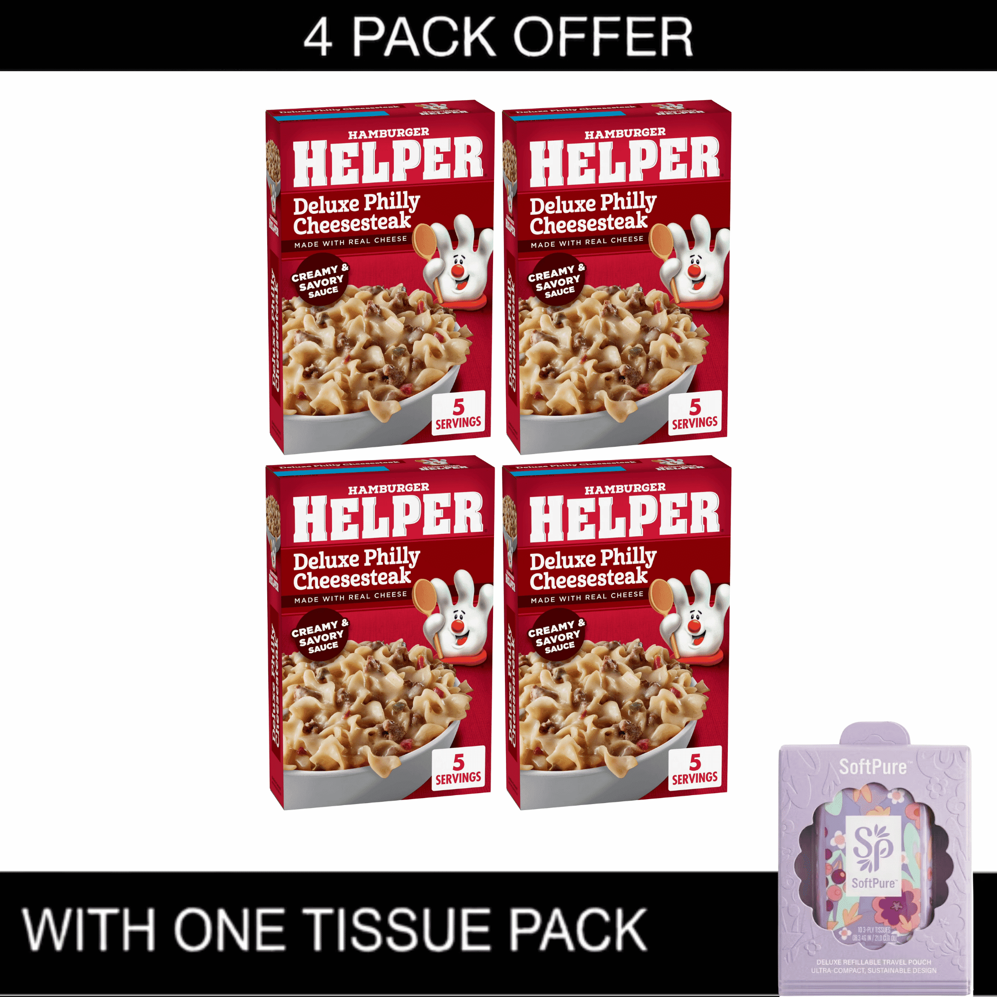 Hamburger Helper Deluxe Philly Cheesesteak,with Tissue Pack