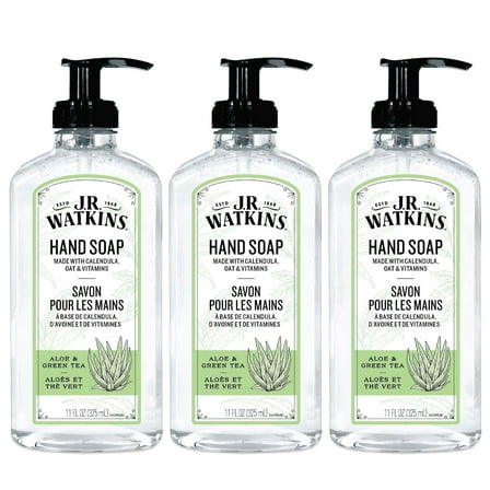 J.R. Watkins Gel Hand Soap, Aloe & Green Tea, 3 pack, 11 fl oz