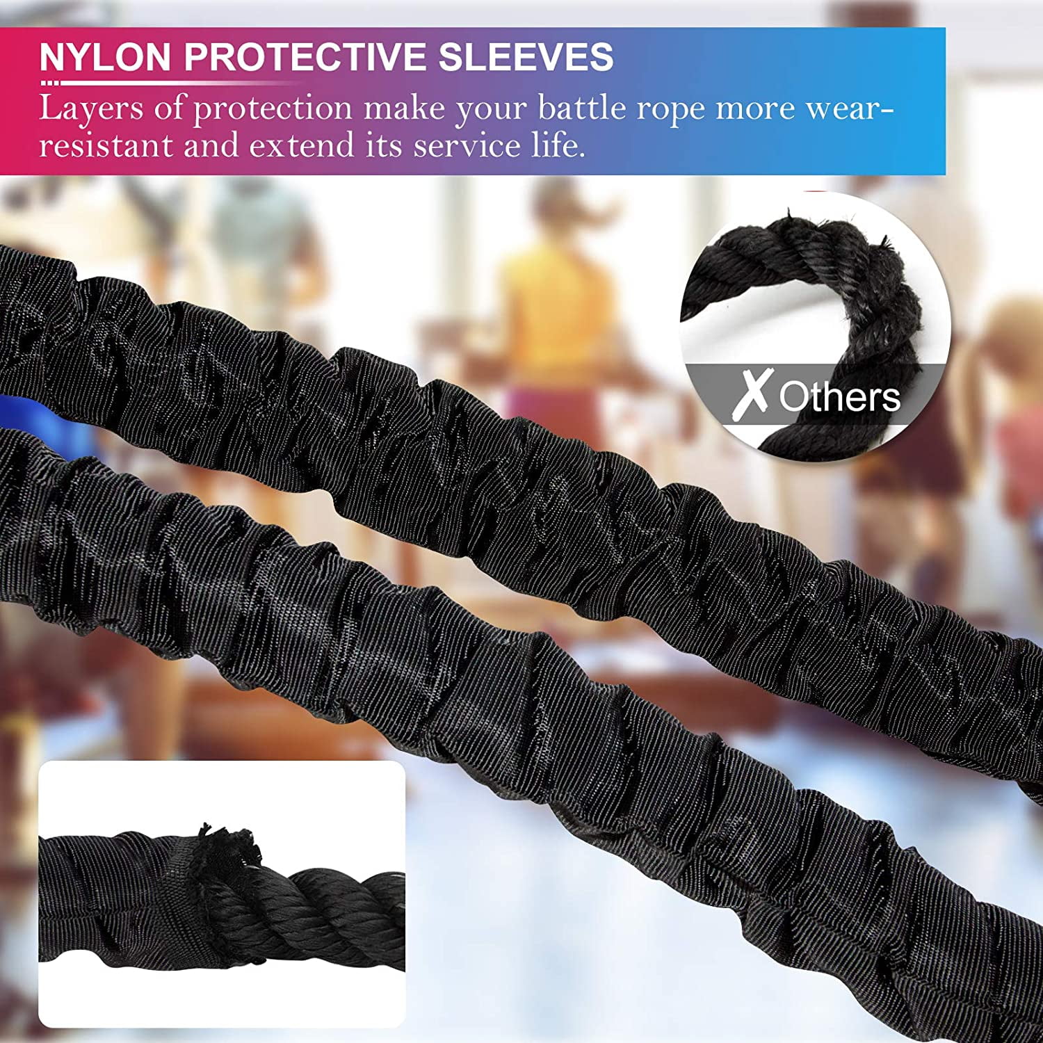 DYNAPRO バトルロープ | 丈夫なポリダクロンブレンドで完璧な波の動きとコントロール| 12インチのスリーブ補強で摩耗を防止 Buy crossfit ropes for sale Sale