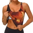 thumbnail image 3 of Daiia Fiery Dragons Castle Attack Printed Women's Sports Bra, Breathable Activewear Bra with U-Back Design and Removable Pads, Comfortable and Supportive for Yoga, Workout-Large, 3 of 8