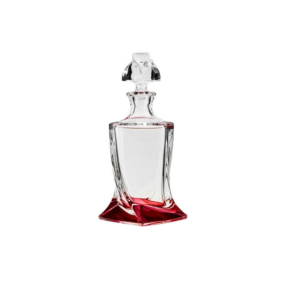 Crystalite Quadro Collection Modern Crystal Hand-Crafted Decorative Whiskey Decanter - 28 Oz Whiskey Decanter, Red