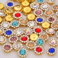 thumbnail image 2 of U8MO 50 Gold Bling Crystal Rhinestone Pearl Flatback Buttons 9mm 11mm Wedding Crafts-Mixed Color +Gold in 9mm, 2 of 8
