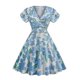 thumbnail image 1 of Vestido retro de los años 50 y 60 con cuello en V y manga corta para mujer, 1 of 3