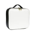 thumbnail image 1 of Bolsa de almacenamiento de cosméticos de piel sintética de gran capacidad, impermeable, con compartimentos ajustables, para viaje, color negro y blanco., 1 of 5