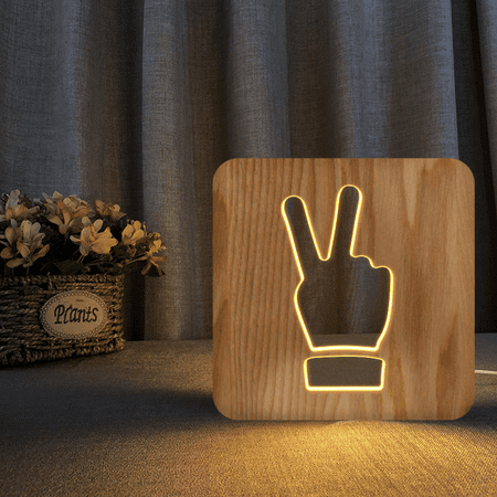 

Finger LED Night Light Wooden 3D Light Creative Bedroom Bedside USB Decorative Decoration Atmosphere Light Desk Light - FS-T2061W