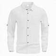 thumbnail image 5 of Ccpelsie Button Up Long Sleeve Shirts for Men Big and Tall Lightweight Mens Dress Solid Color Shirts(A01-White,XL), 5 of 8