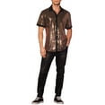 thumbnail image 2 of INSPIRE CHIC Men's Sequin Party Shirt Contrasting Color Short Sleeve Button Down Top M Golden, 2 of 6