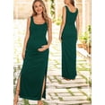 thumbnail image 3 of Split Maternity Dress Sleeveless Long Pregnancy Dress Ruched Maternity Clothes for Women, 3 of 5