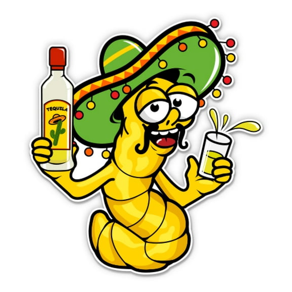 Funny Mexican Tequila Worm - 3" Vinyl Sticker - For Car Laptop Water Bottle Phone - Waterproof Decal