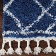 thumbnail image 4 of Diamond Weave Plush Polypropylene Indoor Shag Area Rug with Fringe - 4' x 6’, Cream-Blue, 4 of 10