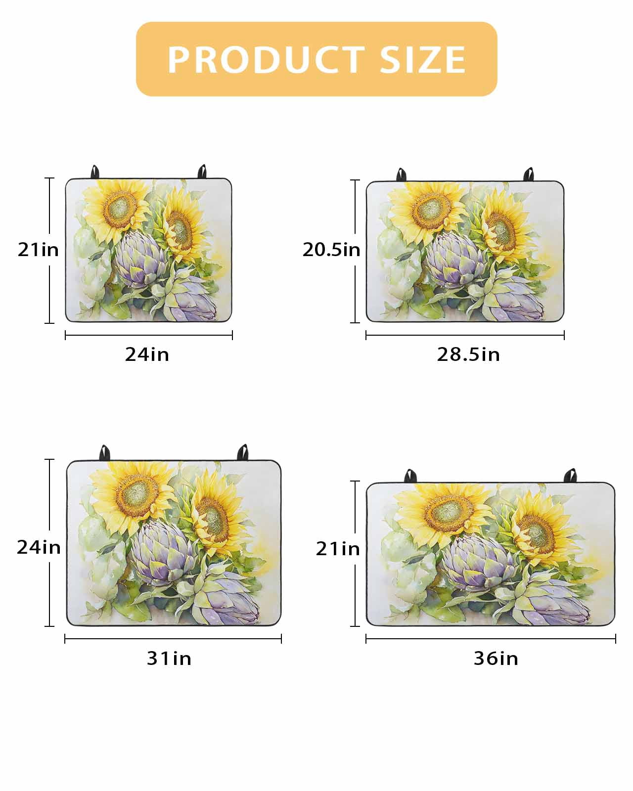 nqOlkjepod Large Induction Cooktop Protector Mat 24"x21", Summer Sunflowers Stove Top Covers for Electric Stove, Watercolor Floral Blossoms Retro Stove Burner Cover Mats, Glass Top Stove Cover