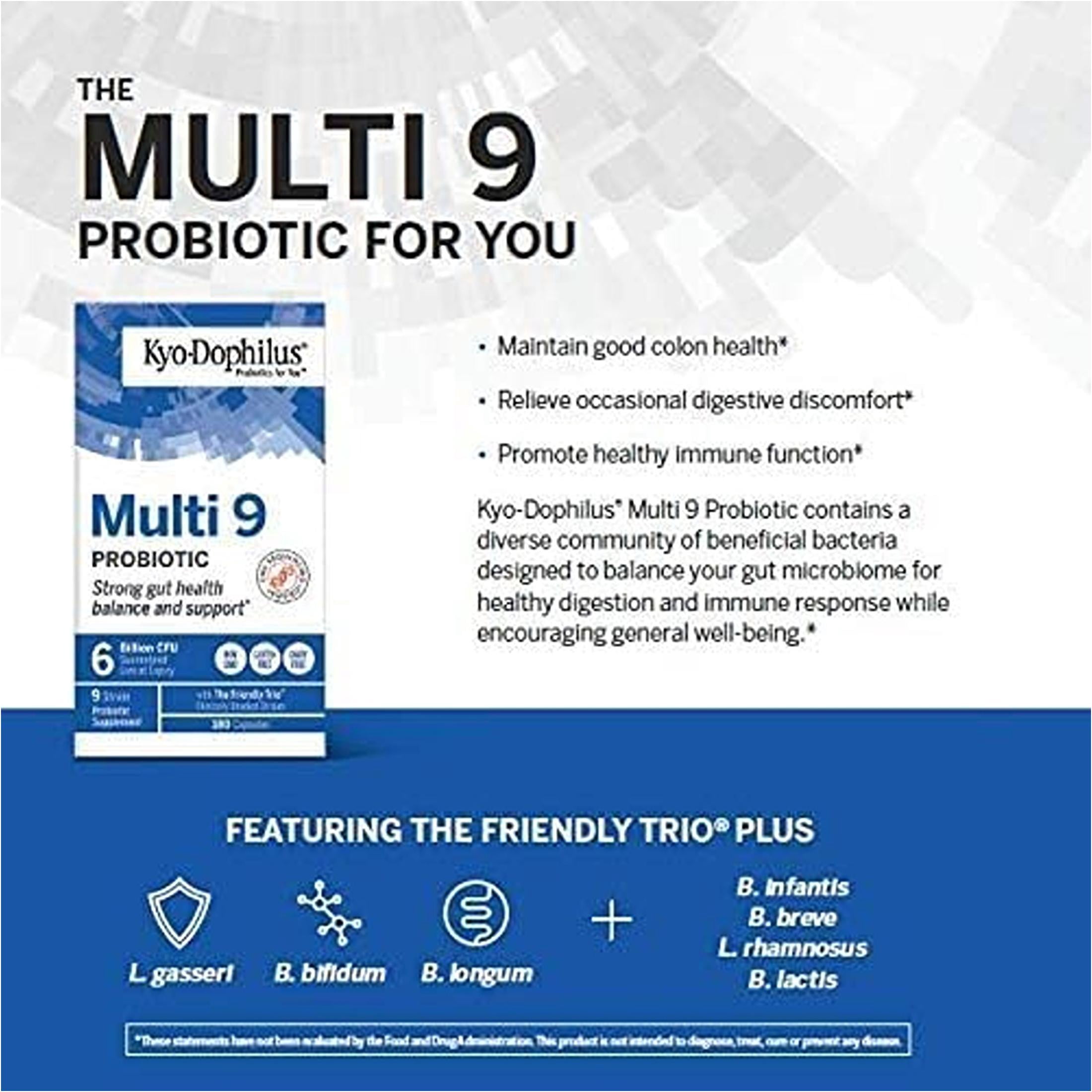 Kyo-Dophilus Multi 9 Probiotic, Strong gut health balance and support*, 90 capsules