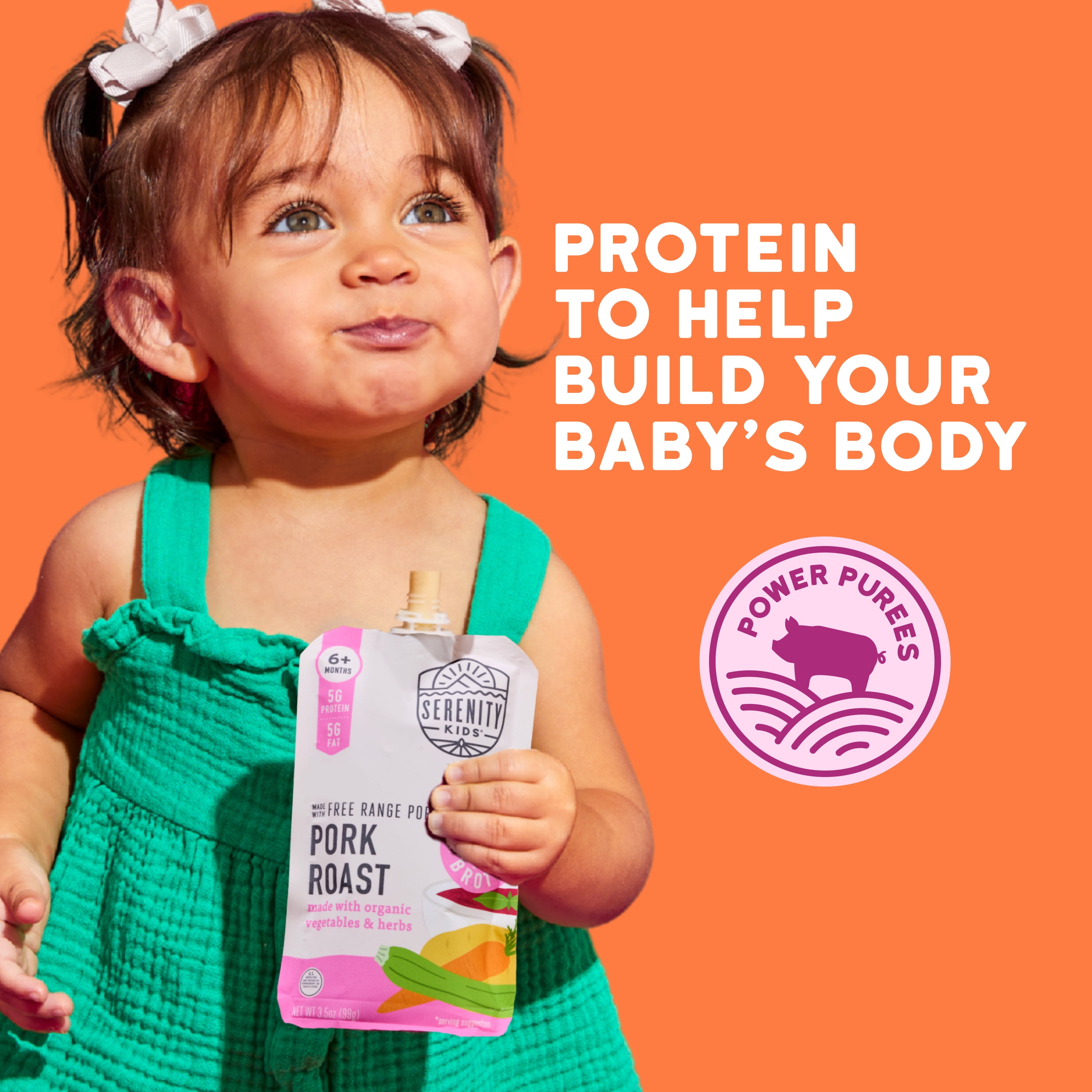 (12 pack) Serenity Kids Free Range Pork Baby Food Roast with Organic Vegetables & Bone Broth 3.5oz