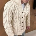 thumbnail image 2 of JTieacloth Casual Sweater Jackets Male Autumn And Winter Sweater Jacket Cardigan Button Solid Color Long Sleeve Standing Collar Jacquard Casual Sweater(White), 2 of 5