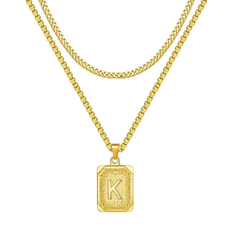 TINGN Gold Initial Necklace for Men Women 18K Gold Plated Layered