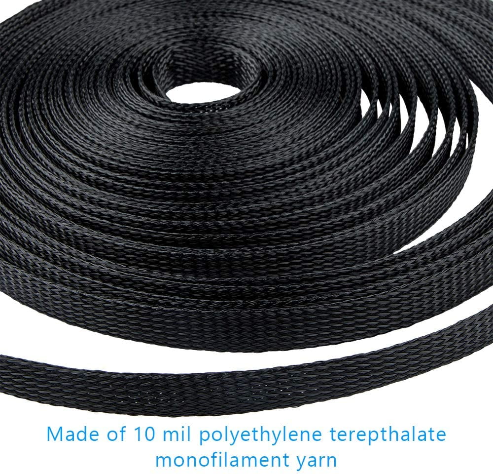 100 Feet 1/8" Braided Loom Tubing Expandable Wire Cable Sleeving Sheathing Black 