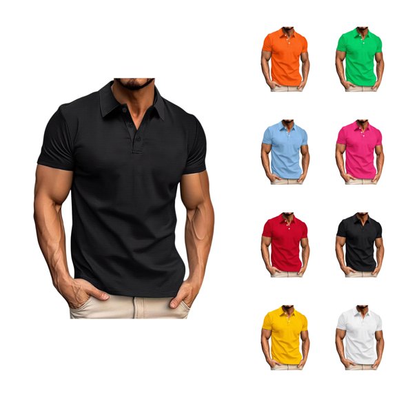 Short Sleeve Polo Shirts for Men Summer Casual Collared Golf Shirts Work Shirt Plain Baisc Polo Tshirts Mens Tees
