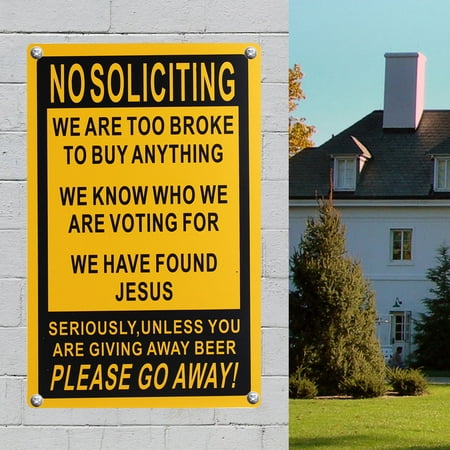 Funny Door Signs - 18x28cm No Soliciting Funny Sign Go Away Front Outdoor Door Novelty Gift Signs