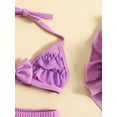 thumbnail image 6 of Bagilaanoe Newborn Baby Girls Swimsuits 3 Piece Bikinis Set Ruffle Sleeveless Tops + Shorts + Hat 6M 12M 18M 24M Infant Swimwear Bathing Suit Beachwear, 6 of 9