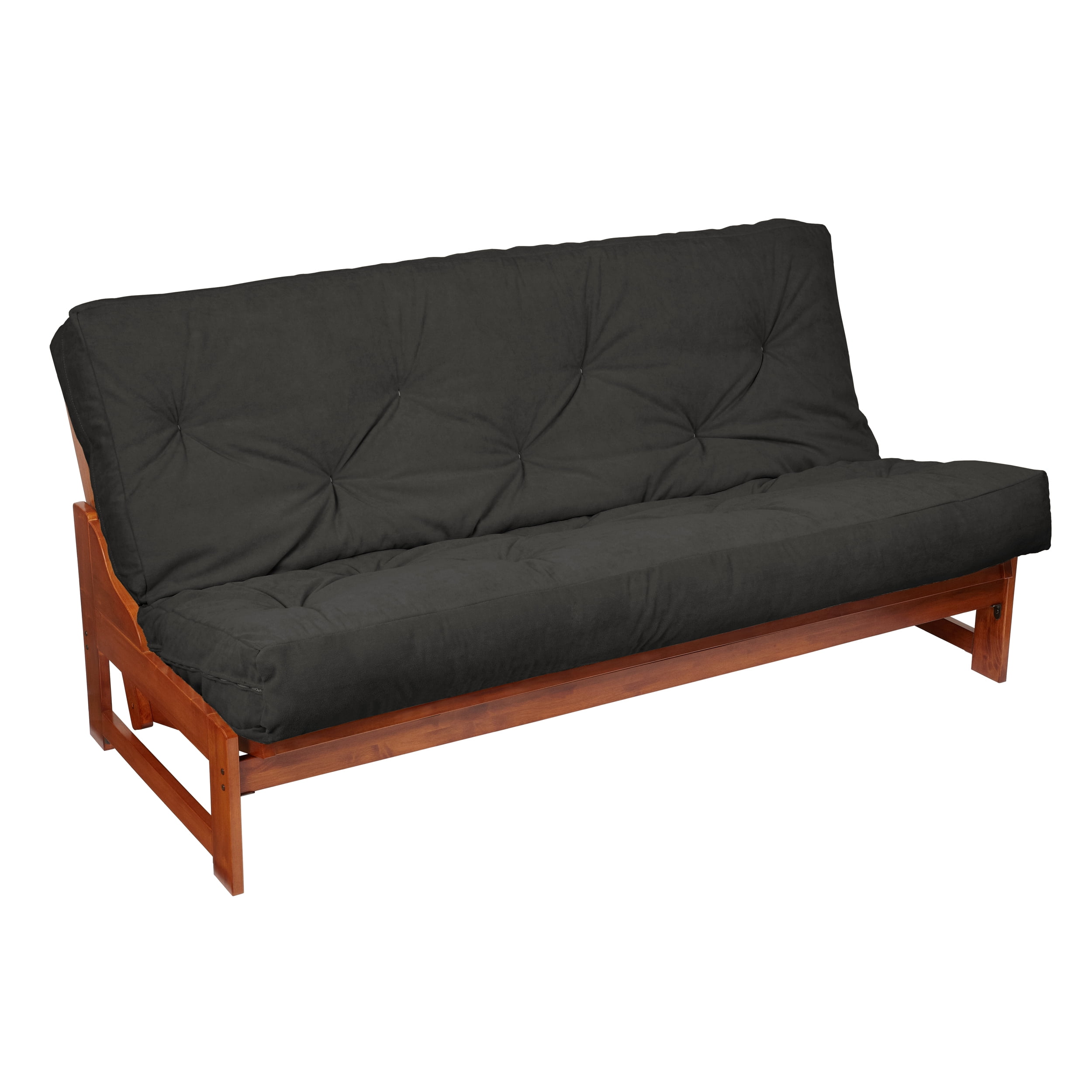 Sorra Home - 8 inch Reversible Tufted Futon Mattress, Full Size - Suede Black