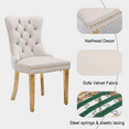 thumbnail image 6 of Contemporary Button Tufted Dining Chairs, High-end Velvet Upholstered Dining Chairs with Nailhead Back and Ring Pull Trim, Wood Dining Chairs for Living Room (Beige03 with Steel Leg,Set of 8), 6 of 8