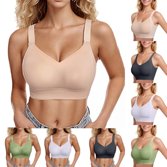 Fashion SMihono Women's Plus Size No Underwire Bralettes Full Coverage Wireless Comfort Bra Seamless Push Up Lifting Everyday Bras Beige M