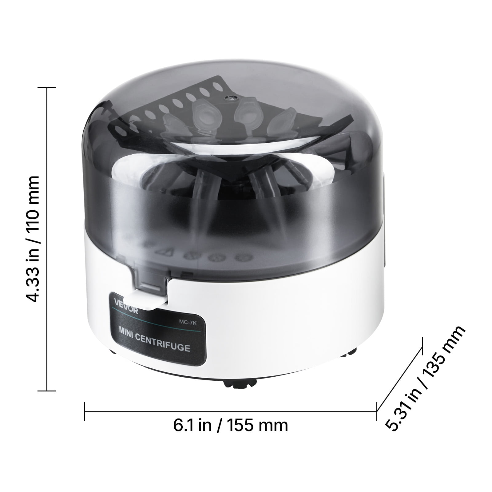 VEVOR Mini Centrifuge Machine, 3013xg RCF Electric Laboratory Centrifuge Machine with 2-in-1 Rotor for 0.2/1.5/2ml Tube Capacity, Fixed Speed 7000r/min, Low Noise, Widely Used in Various Experiments