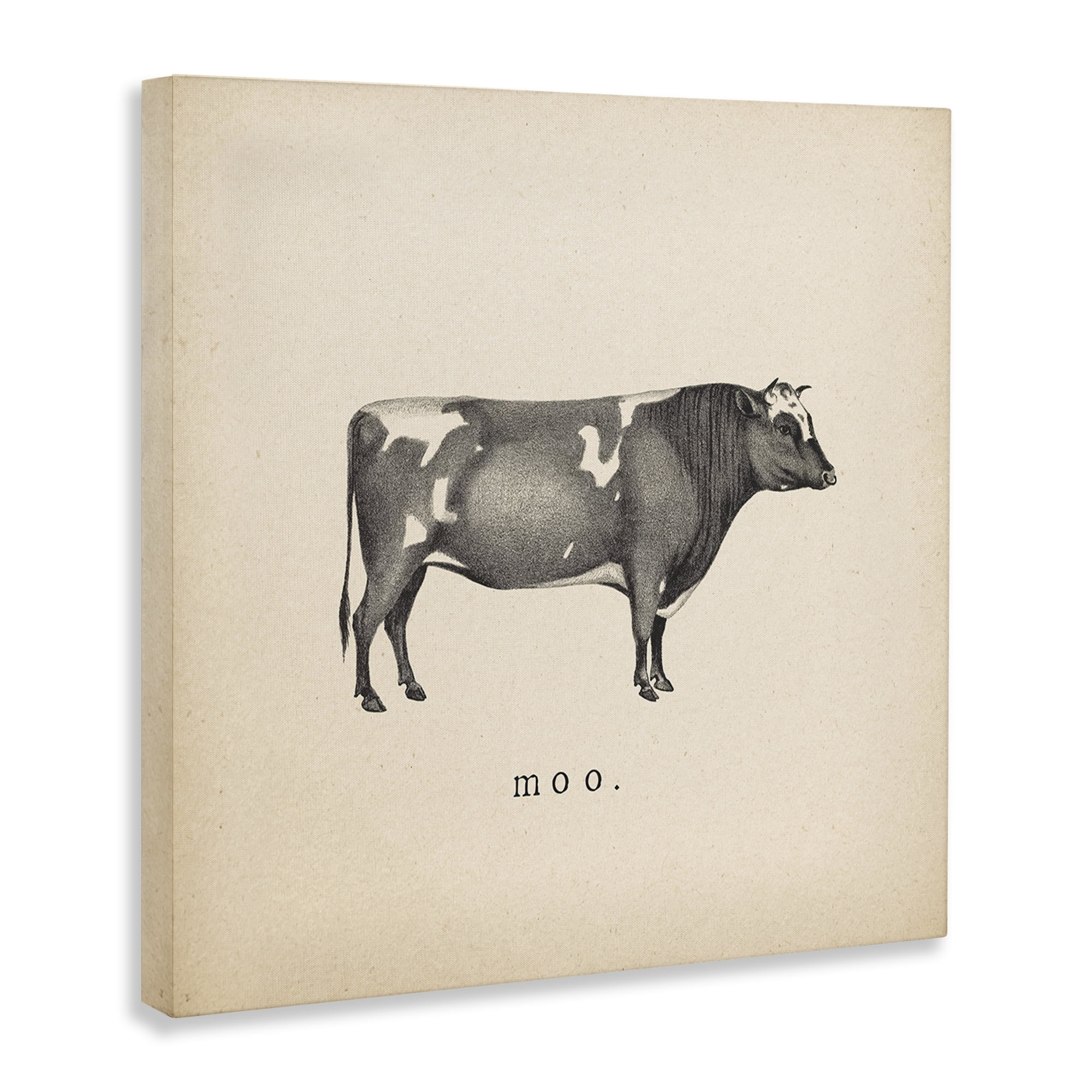 Stupell Industries Moo Farm Cow Sounds Animals Painting Wrapped Canvas Art Print Wall Art, 30 x 30