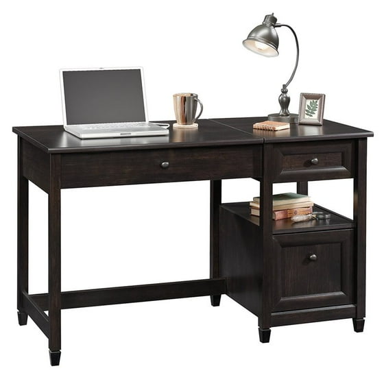 Sauder Edge Water Sit And Stand Lift Top Desk Estate Black Finish
