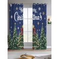 thumbnail image 2 of Navy Blue Christmas Sheer Curtains 84 Inch Length 2 Panels Set for Living Room/Bedroom, Green Xmas Tree Snowflake Winter Kitchen Curtains Grommet Semi-Sheer Curtains Window Treatments 42"x84"x2, 2 of 7