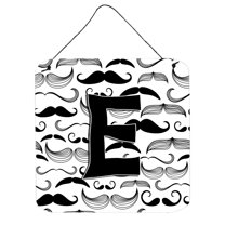 Carolines Treasures CJ2009-EDS66 Letter E Moustache Initial Wall or Door Hanging Prints 6HX6W multicolor