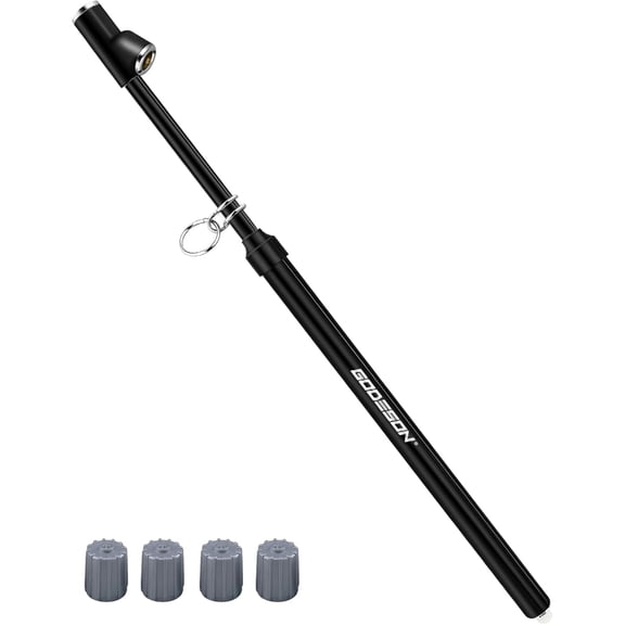 Heavy Duty Tire Pressure Gauge, 13.5" Dual Head Semi Air Gauge 20-220PSI/2-15Bar for Car, Motor, RV & Truck, Stainless Steel, Accurate & Durable for Tire Pressure Check, Black Pencil Gauges
