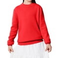 thumbnail image 2 of Breezora Boys and Girls Turtleneck Sweaters Cable Knit Chunky Pullover Long Sleeve for Fall Winter Season Childrens Warm Tops 140 Size Red, 2 of 4