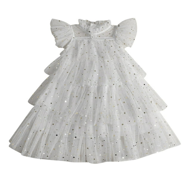 Robe Fille Volants Sans Manches Tulle Robe Tout-Petit Robes d'Été Filles Robe de Fête Filles Robes Bébé 2-3 Ans Mode Filles