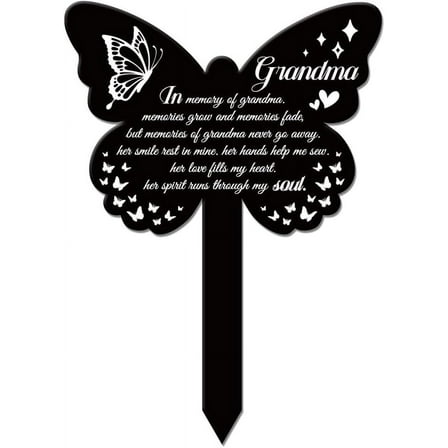 Butterfly Shaped Memorial Grandmother Garden Stake Memorial Remembrance Plaque Stake for DIY Cemetery Acrylic Grave Stake Waterproof Sympathy Garden Stake for DIY Yard Grave Cemetery