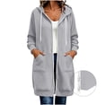 thumbnail image 3 of Women's Zip Up Hoodies Long Tunic Sweatshirts Oversized Fleece Casual Long Sleeve 2026 Fall Hoodie Jacket Coat, Gray, L, 3 of 6