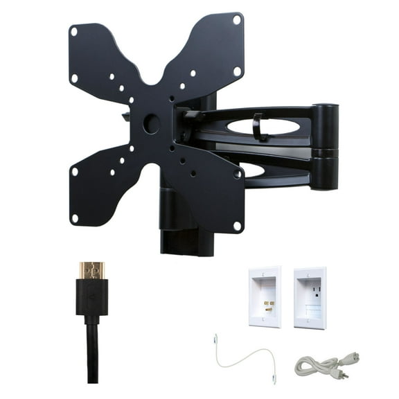 Kanto L102 Tv Mounting package W/ Single outlet thru wall power kit