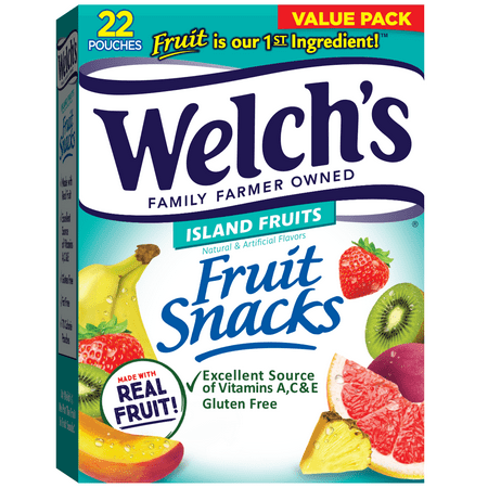Welch's Fruit Snacks Gluten-Free Island Fruits Soft Fruit Snacks for Halloween, .8 oz, 22 Count