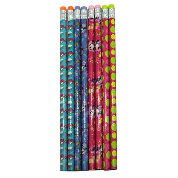16pk Disney Minnie Mouse Pencil Set -  Bright Pink and Blue Exterior Wood Pencils Set